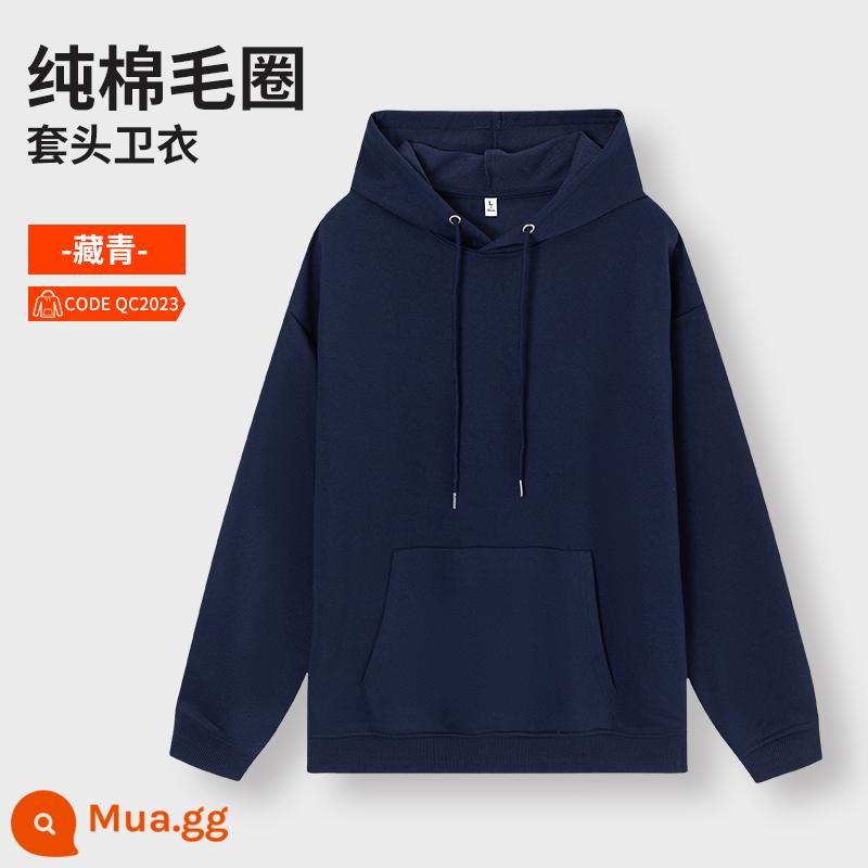 Áo len tùy chỉnh quần áo làm việc tự làm hoodie áo khoác nam nữ in logo dài tay tùy chỉnh lớp đoàn tụ quần áo - Phần B-Xanh hải quân