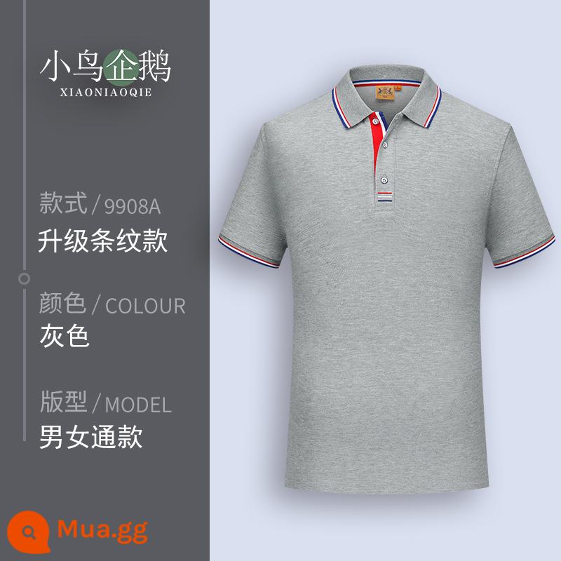 Quần áo làm việc tùy chỉnh T-shirt quần áo làm việc tùy chỉnh-thực hiện đội mùa hè cotton văn hóa quảng cáo áo POLO ngắn tay in LOGO - C màu xám