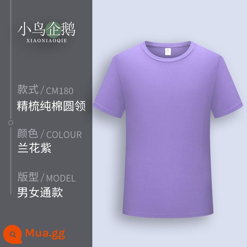 Quần áo làm việc tùy chỉnh T-shirt quần áo làm việc tùy chỉnh-thực hiện đội mùa hè cotton văn hóa quảng cáo áo POLO ngắn tay in LOGO - F hoa lan tím