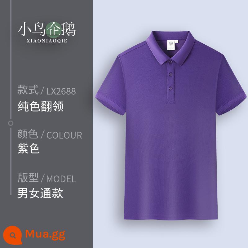 Quần áo làm việc tùy chỉnh T-shirt quần áo làm việc tùy chỉnh-thực hiện đội mùa hè cotton văn hóa quảng cáo áo POLO ngắn tay in LOGO - G tím