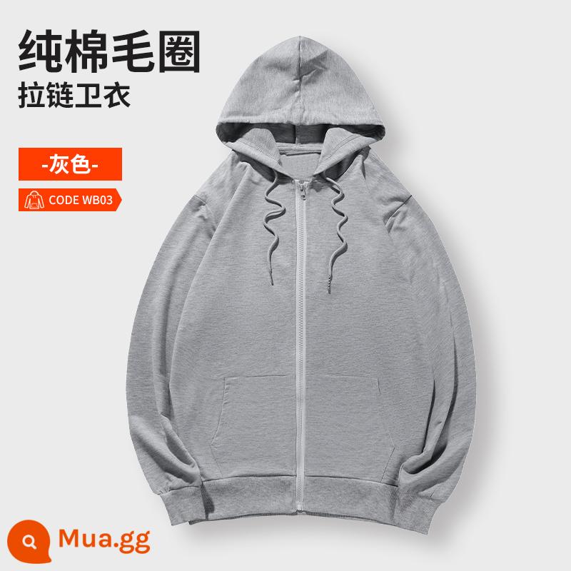 Áo len tùy chỉnh quần áo làm việc tự làm hoodie áo khoác nam nữ in logo dài tay tùy chỉnh lớp đoàn tụ quần áo - Phần C - xám