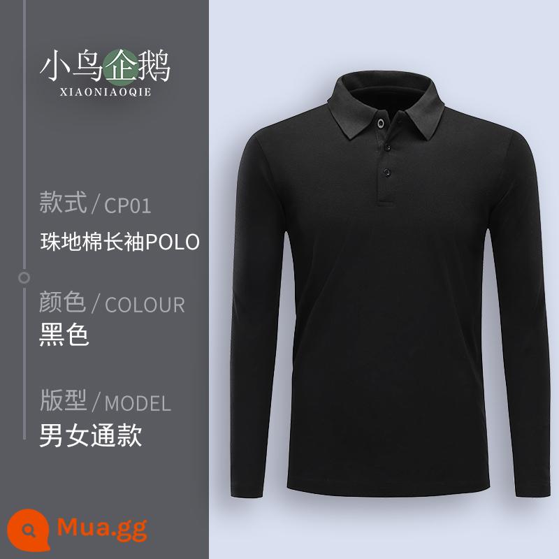 Quần áo làm việc tùy chỉnh T-shirt quần áo làm việc tùy chỉnh-thực hiện đội mùa hè cotton văn hóa quảng cáo áo POLO ngắn tay in LOGO - E dài tay màu đen