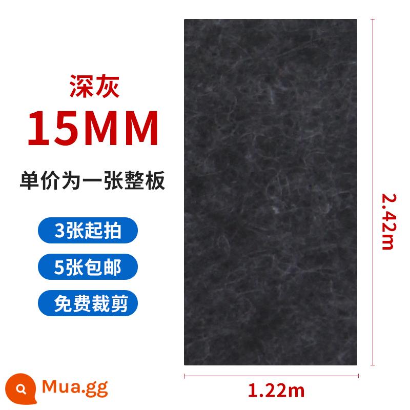 Tấm hấp thụ âm thanh bằng sợi polyester 15MM Tấm cách âm KTV Tấm tường dày đặc biệt Bông hấp thụ âm thanh Tường hấp thụ âm thanh chống va chạm - [Xám đậm] Siêu dày và mật độ cao 15mm, toàn bộ bảng điều khiển là 1,22 * 2,42 mét