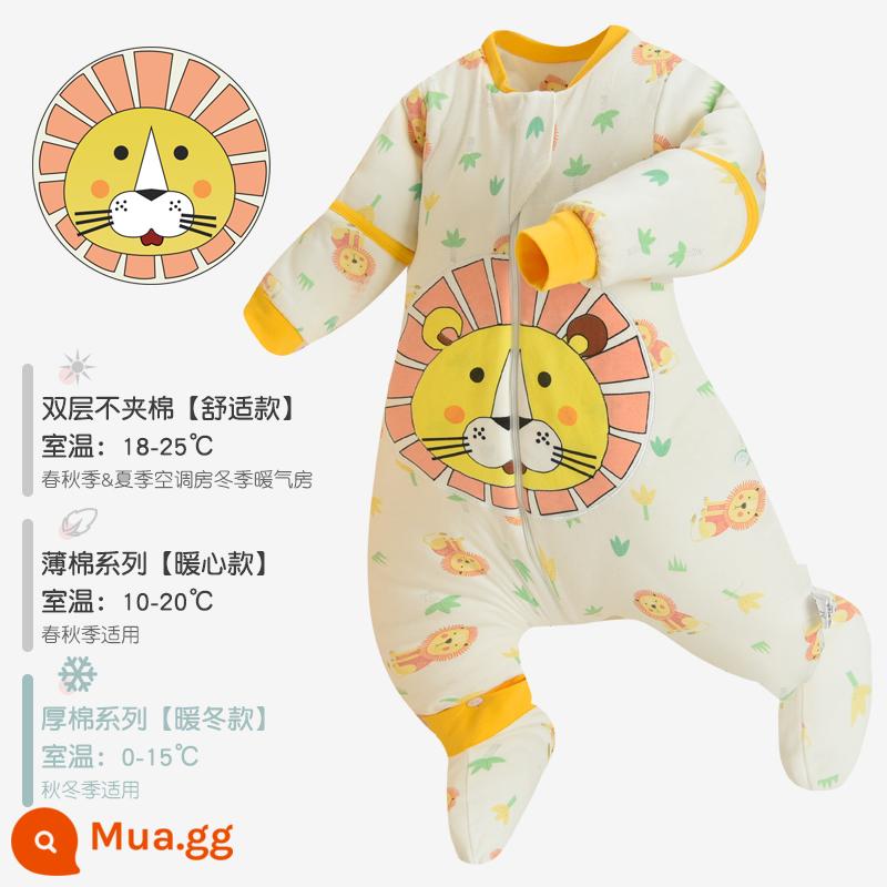 Túi ngủ của bé Mùa xuân và Bông mùa thu, đá chống lại trẻ em, Cổ vật, Chân cotton Big Kids Cotton bị ức chế, Mùa thu và mùa đông dày bốn mùa - Simba Lion [cotton dày dặn kháng khuẩn ấm áp phong cách mùa đông]