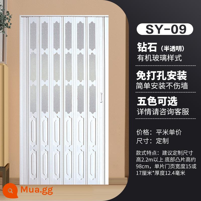 Cửa gấp PVC mở khí tùy chỉnh ban công trong nhà không đục lỗ cửa tạm thời đơn giản mở bếp cửa trượt - Không đục lỗ-09 (tóc thẳng tại xưởng + đảm bảo chất lượng)