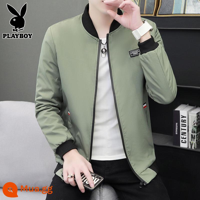 Playboy Áo Khoác Nỉ Nam Cổ Bóng Chày Quần Áo Xuân Thu Đông Xu Hướng Đa Năng Đen Áo Khoác Nam - 001 màu xanh lá cây