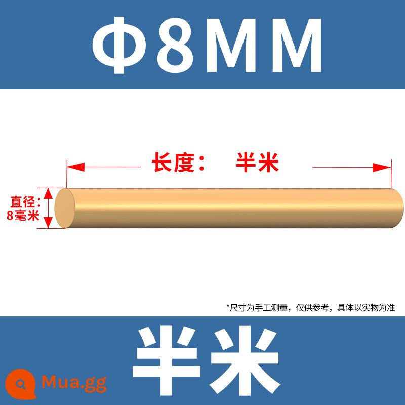 H59 thanh đồng thanh đồng nguyên khối màu vàng thanh đồng tròn 4mm 5mm 6mm 8mm 10mm-60mm thanh đồng - 8mm-nửa mét