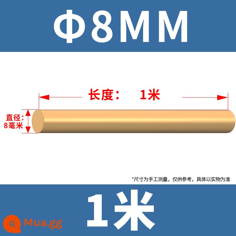 H59 thanh đồng thanh đồng nguyên khối màu vàng thanh đồng tròn 4mm 5mm 6mm 8mm 10mm-60mm thanh đồng - 8 mm-1 mét