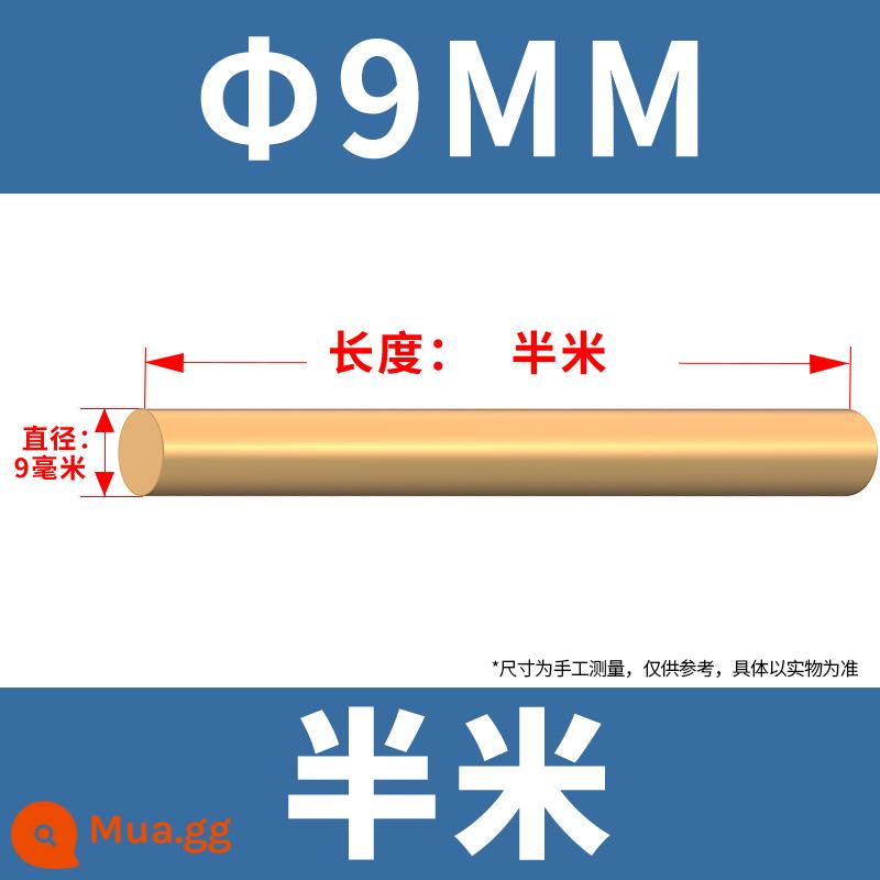 H59 thanh đồng thanh đồng nguyên khối màu vàng thanh đồng tròn 4mm 5mm 6mm 8mm 10mm-60mm thanh đồng - 9mm * nửa mét