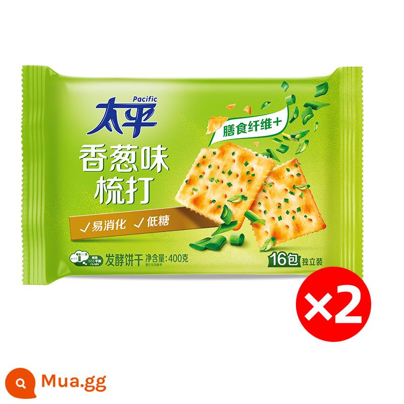 Taiping Soda Bánh Quy 800G Mặn Sữa Muối Hẹ Hương Vị Soda Bánh Quy Hộp Quà Ăn Sáng Thông Thường Đồ Ăn Nhẹ - Hương hẹ 400g*2 túi