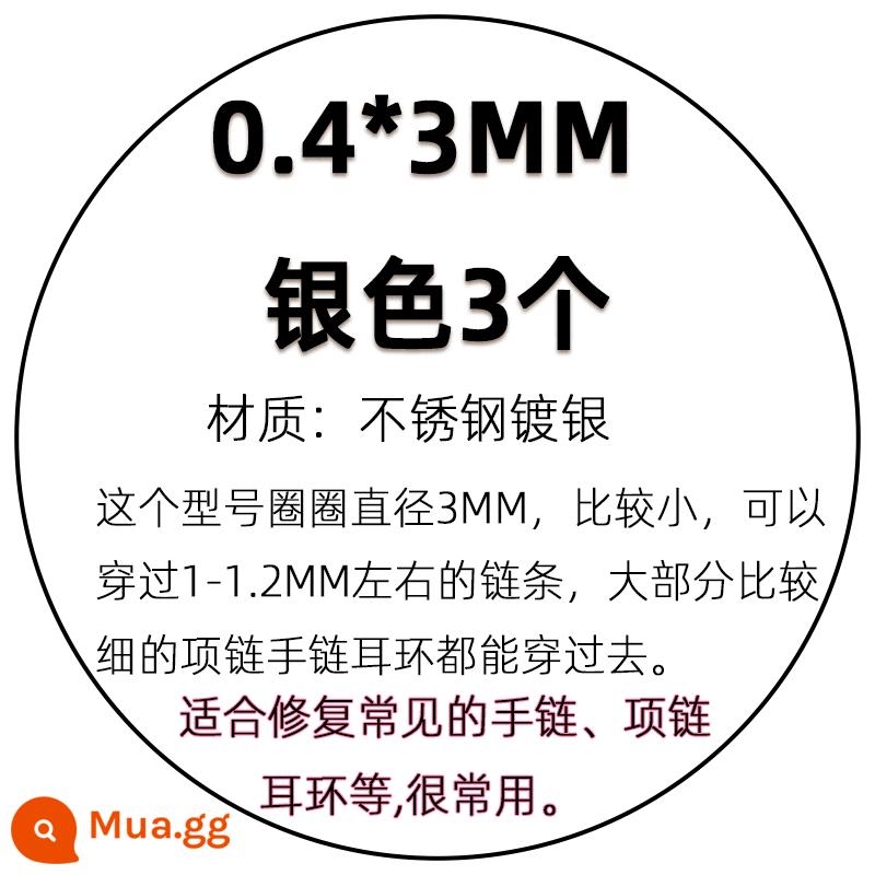 Không phải kim tai. Vòng kết nối 1/2/3mm cực nhỏ và siêu nhỏ, vòng phẳng mở. Thép không gỉ. Mạ vàng thật. - Nhẫn bạc 0,4 * 3 mm 3 chiếc