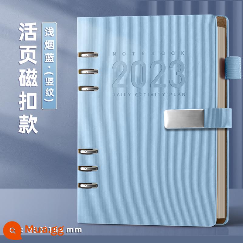 sổ lịch trình năm 2023 sổ tay sổ rời lịch phụ nhật ký công việc nhật ký ghi chú 23 năm lịch một ngày một trang thẻ đục lỗ tự kỷ luật sổ tay hiệu quả 365 ngày tùy chỉnh quản lý thời gian - [Tùy chỉnh] Khóa từ lá lỏng lẻo/màu xanh khói nhạt (lưu ý nội dung khắc)