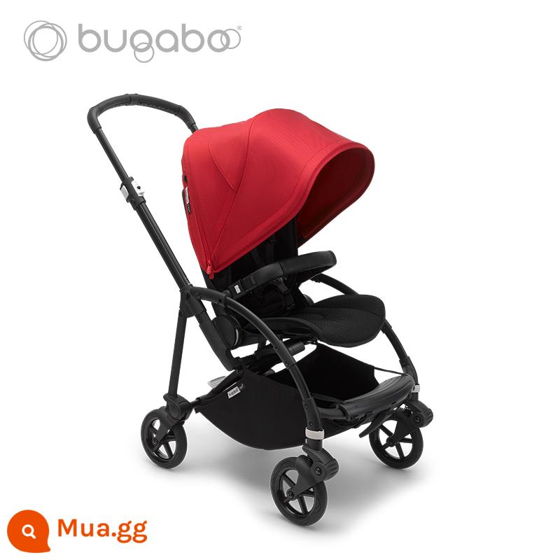 Xe đẩy em bé BUGABOO BEE6 có thể ngồi, nằm nhẹ, có thể gập 2 chiều, chống sốc - Khung đen, chu sa, mui xe màu đỏ, ghế đen