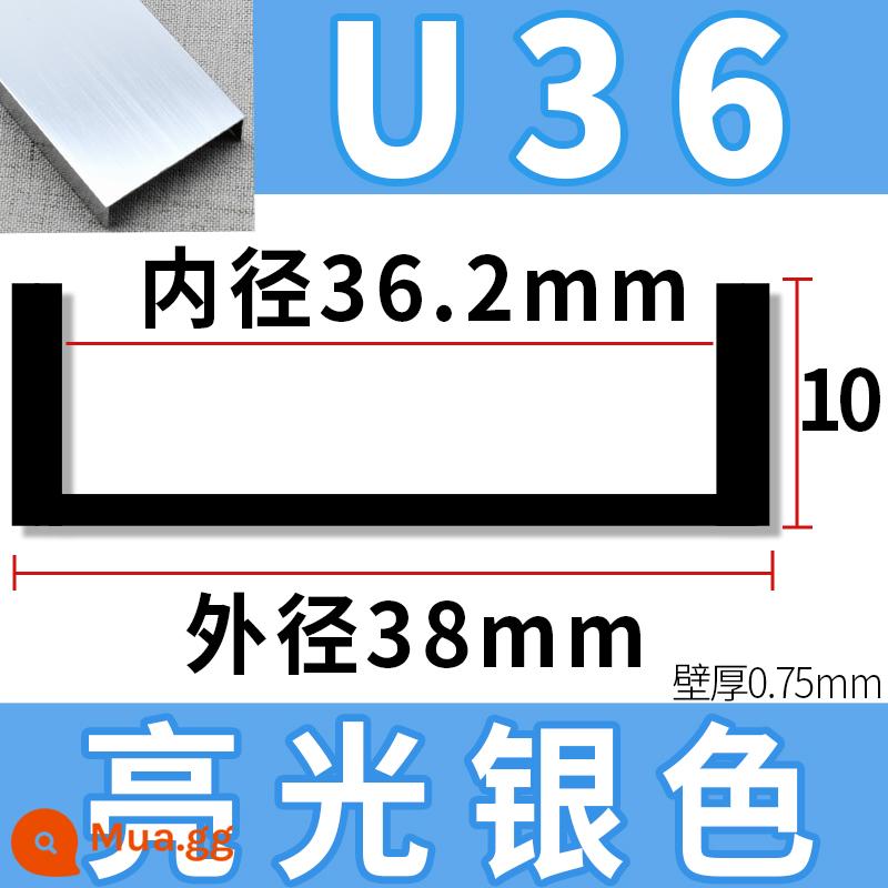 U9-U58 hợp kim nhôm không có khe màu đen mờ vàng hồng dải dải dải cạnh thẳng bảng gỗ không sơn dải khóa cạnh dải áp lực - Bạc sáng U36 [3 mét/dày 0,75]