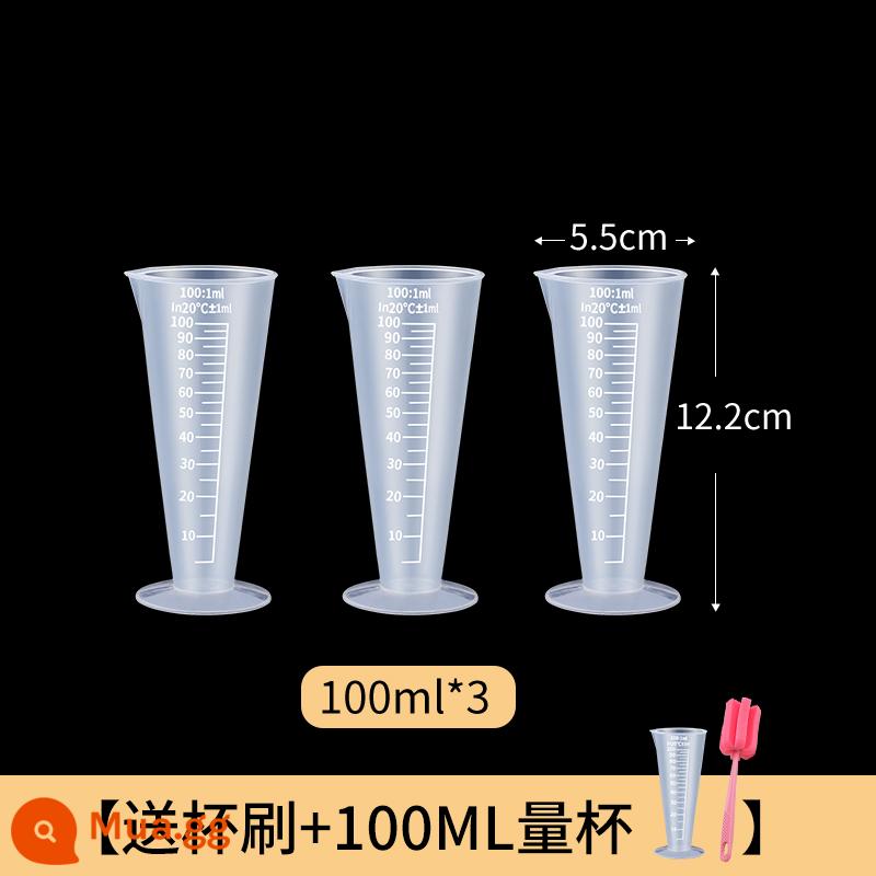 Cốc đong có vạch đo thùng đong nhựa thực phẩm quán trà sữa chuyên dụng làm bánh dung tích lớn xi lanh đong ml cốc đong nhỏ - Trong suốt 100ML (3 cái)