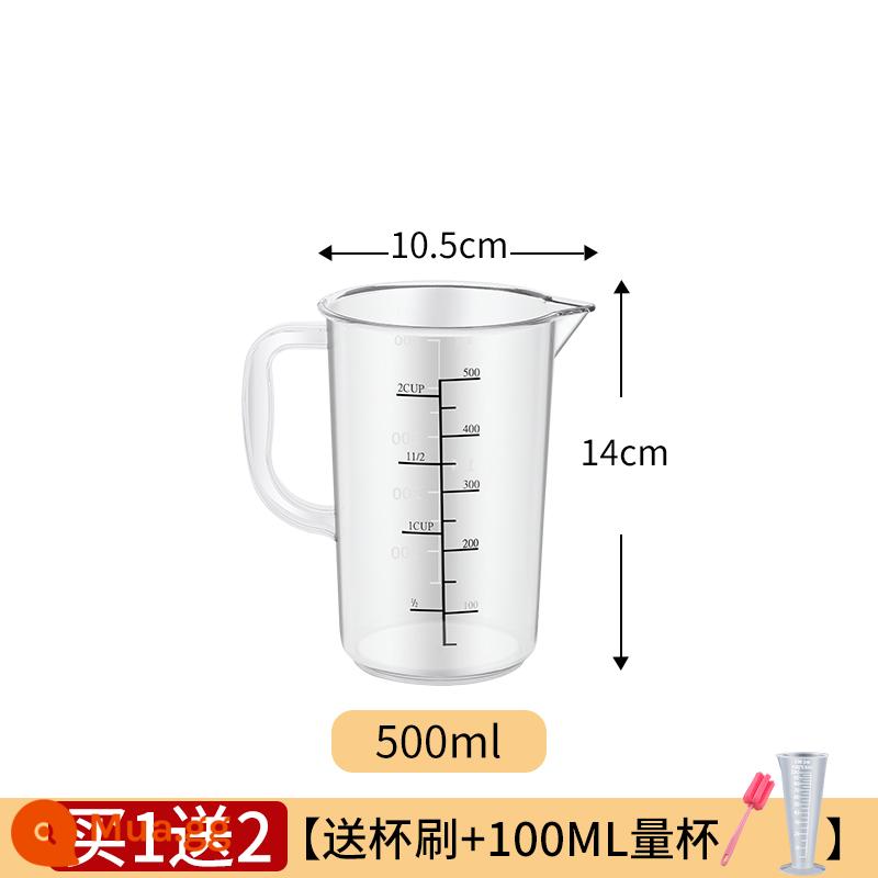 Cốc đong có vạch đo thùng đong nhựa thực phẩm quán trà sữa chuyên dụng làm bánh dung tích lớn xi lanh đong ml cốc đong nhỏ - Mẫu PC màu đỏ hồng 500ML (tỷ lệ kép đen trắng)