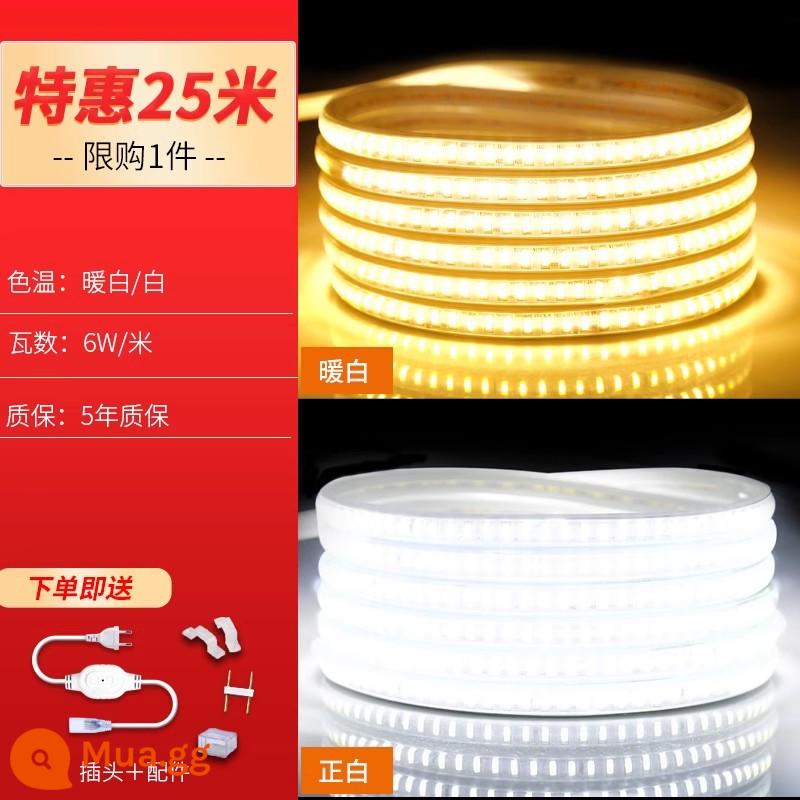 Dải đèn 220v ngoài trời tự dính chống thấm nước neon siêu sáng trang trí ngoài trời phòng khách nhà treo trần led dải ánh sáng tuyến tính - Giới hạn mua 1,2 nhân dân tệ/mét ★ 1 đoạn 25 mét + phích cắm ★ Giới hạn mua 1