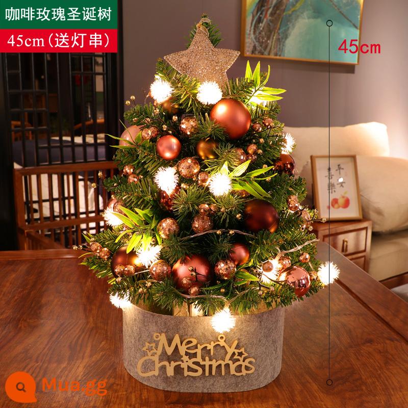 Tiansheng Hàn Quốc Phiên bản Mini Tree Christmas Tree Home đặt bữa ăn Giáng sinh Trang trí đồ trang trí sáng tạo đồ trang trí sáng tạo - Hoa hồng cà phê 45cm [miễn phí phần đáy cây và dây đèn miễn phí]