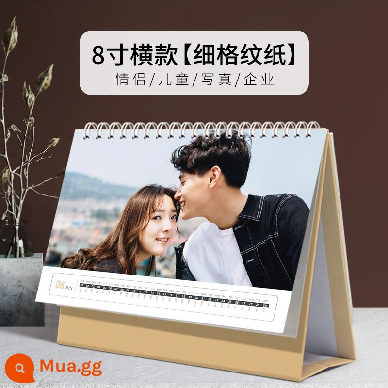 Lịch để bàn tùy chỉnh 2023 lịch để bản đồ tùy chỉnh năm con thỏ ảnh bé sáng tạo tự làm doanh nghiệp in logo sản xuất - Phiên bản ngang 8 inch [giấy lưới mịn]