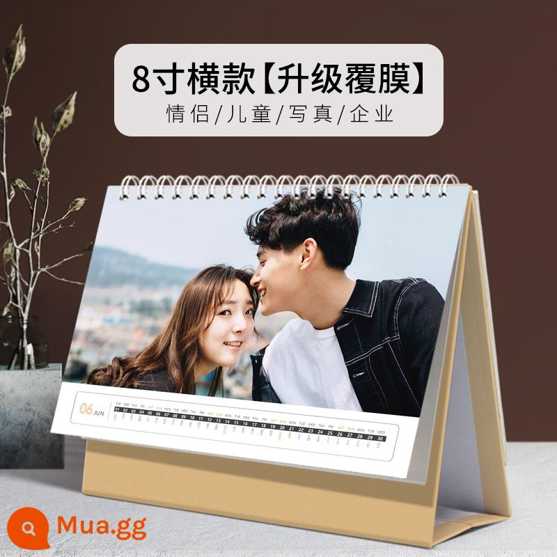 Lịch để bàn tùy chỉnh 2023 lịch để bản đồ tùy chỉnh năm con thỏ ảnh bé sáng tạo tự làm doanh nghiệp in logo sản xuất - Phiên bản nằm ngang 8 inch [lớp phủ nâng cấp]