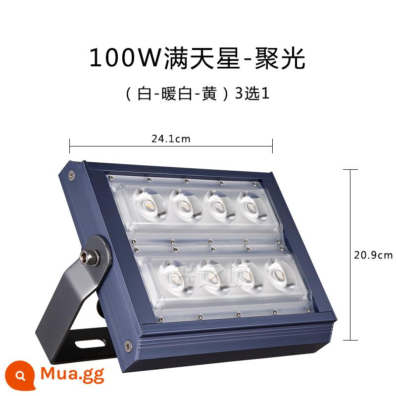 Đèn Pha LED Spotlight Ngoài Trời Chiếu Sáng Ngoài Trời Chiếu Sáng Quảng Cáo Chảo Chống Nước 50 Siêu Sáng 100W Chiếu Sáng Cây Bảng Hiệu RGB - Đèn Tập Trung Gypsophila 100W (Trắng-Trắng Ấm-Vàng) Chọn 1 trong 3