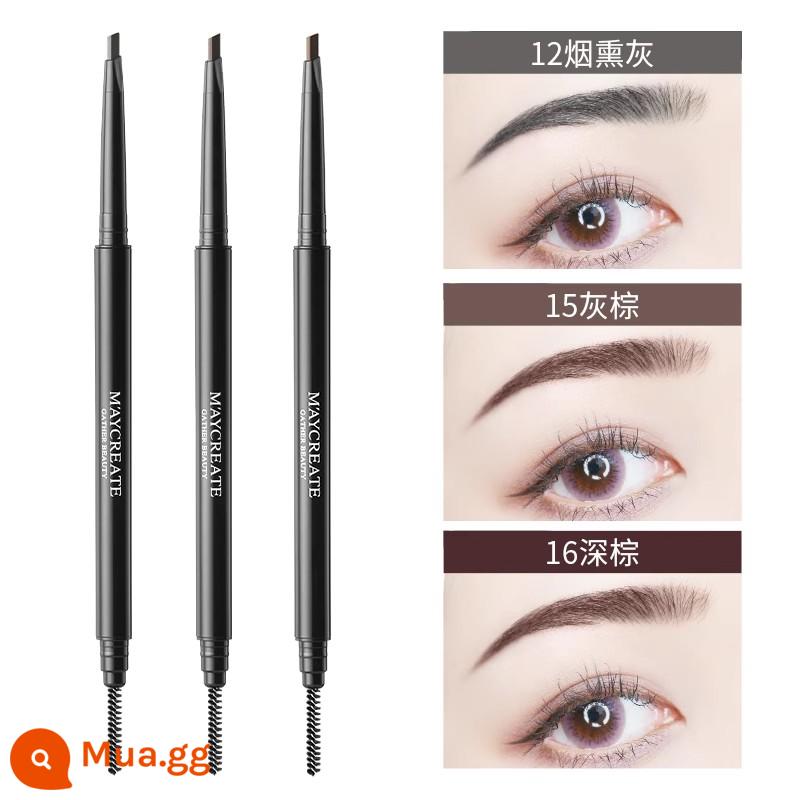 3pcs|Athletic Chuangyan Eyebrow Pencil Không thấm nước và mồ hôi cho nữ - Mẫu rất đẹp (12 màu xám khói + 15 màu nâu xám + 16 màu nâu sẫm)