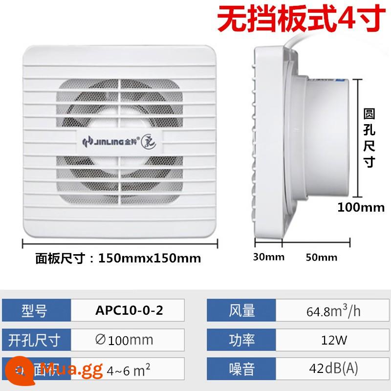 Quạt hút Jinling 4 bếp bột phòng 6 quạt thông gió Cửa sổ kính tròn 8 inch quạt hút tắt tiếng APC15-2-2 - 4 inch không có vách ngăn - khoan 100mm - không có phích cắm