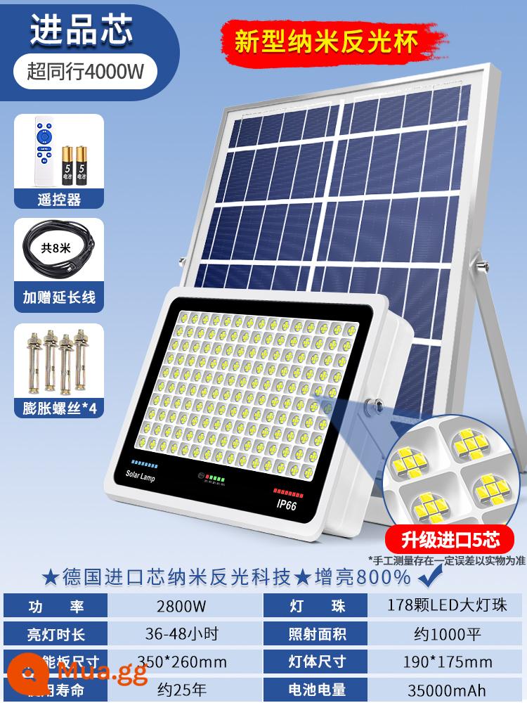 Ngôi nhà đèn lồng ngoài trời Ultra -bright Light Light Solar Solar cao -Công suất không thấm nước Nông thôn Ánh sáng trong nhà Đèn chiếu sáng ánh sáng - [Nano năm hạt đèn] 2800W [Siêu sáng 1000 mét vuông] Tự động sáng khi trời tối + 25 mức độ mờ + điều khiển ánh sáng