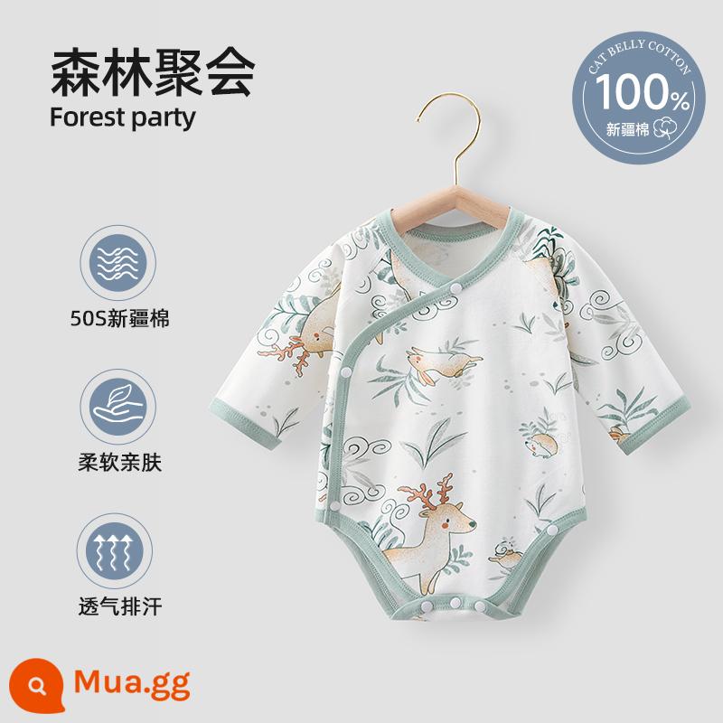 Quần áo đánh rắm cho bé Betis, quần áo một mảnh dài tay mùa xuân thu cho bé, áo hoodie cotton nguyên chất cho bé sơ sinh mùa hè - bữa tiệc rừng