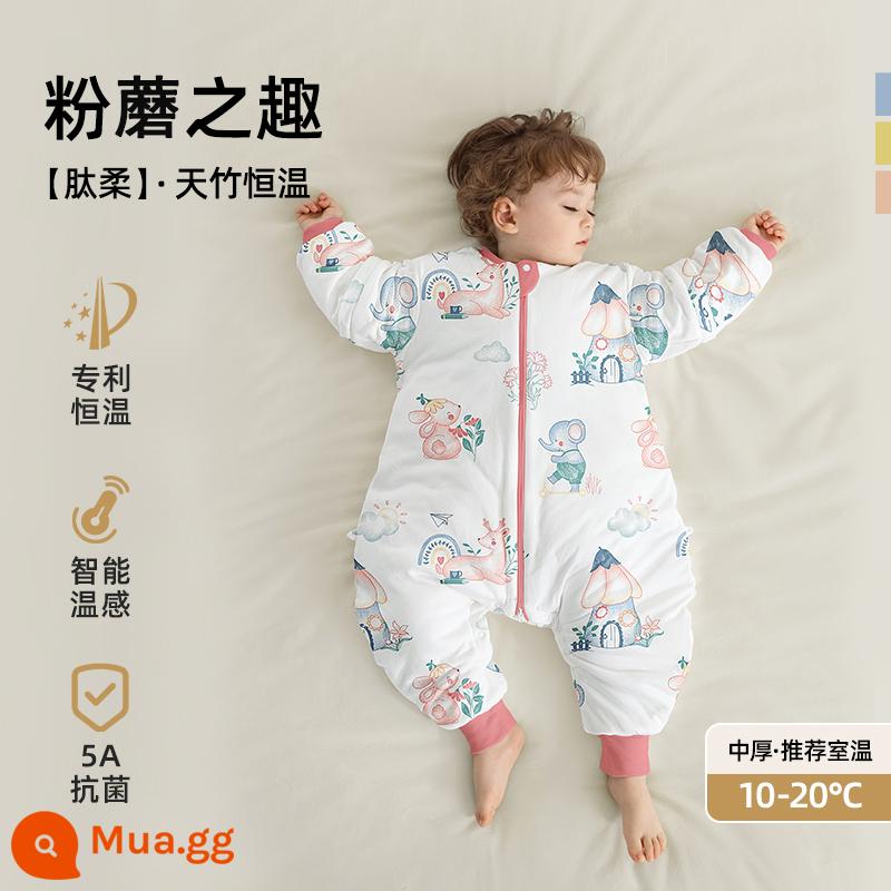 Túi ngủ trẻ em Betex mẫu xuân hạ thu đông nhiệt độ không đổi cotton nguyên chất bốn mùa phổ quát trẻ em chăn chống đá túi ngủ trẻ em chia chân - Nhiệt độ không đổi thông minh [độ dày trung bình vào mùa thu đông, nhiệt độ phòng 10-20oC] Niềm vui của nấm hồng