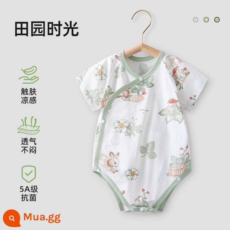 Quần áo đánh rắm cho bé Betis, quần áo một mảnh dài tay mùa xuân thu cho bé, áo hoodie cotton nguyên chất cho bé sơ sinh mùa hè - Tay áo ngắn thời gian mục vụ