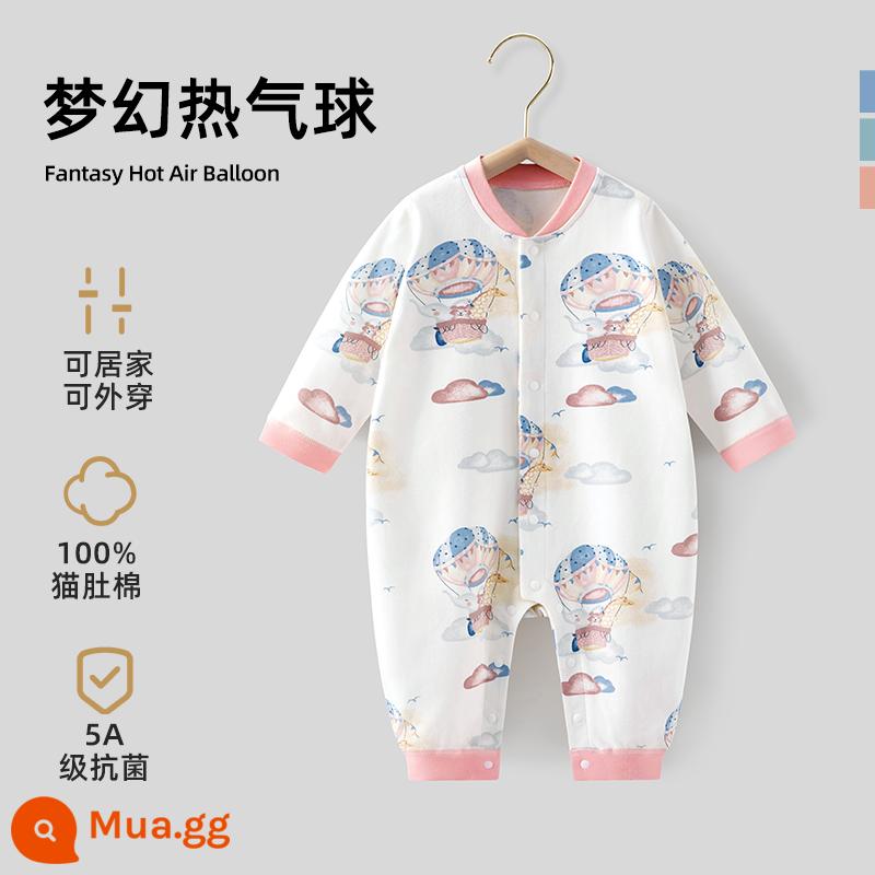 Bộ quần áo trẻ em Bettys mùa xuân và mùa thu áo liền quần sơ sinh cotton nguyên chất áo liền quần bốn mùa bộ đồ ngủ dài tay - Khinh khí cầu tưởng tượng