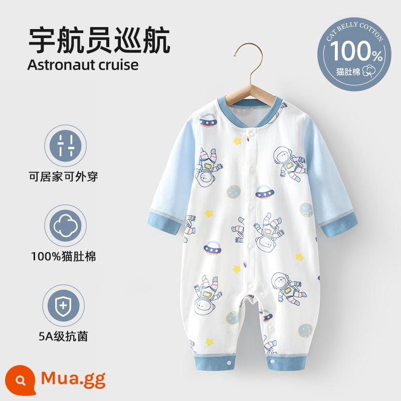 Bộ quần áo trẻ em Bettys mùa xuân và mùa thu áo liền quần sơ sinh cotton nguyên chất áo liền quần bốn mùa bộ đồ ngủ dài tay - du hành vũ trụ