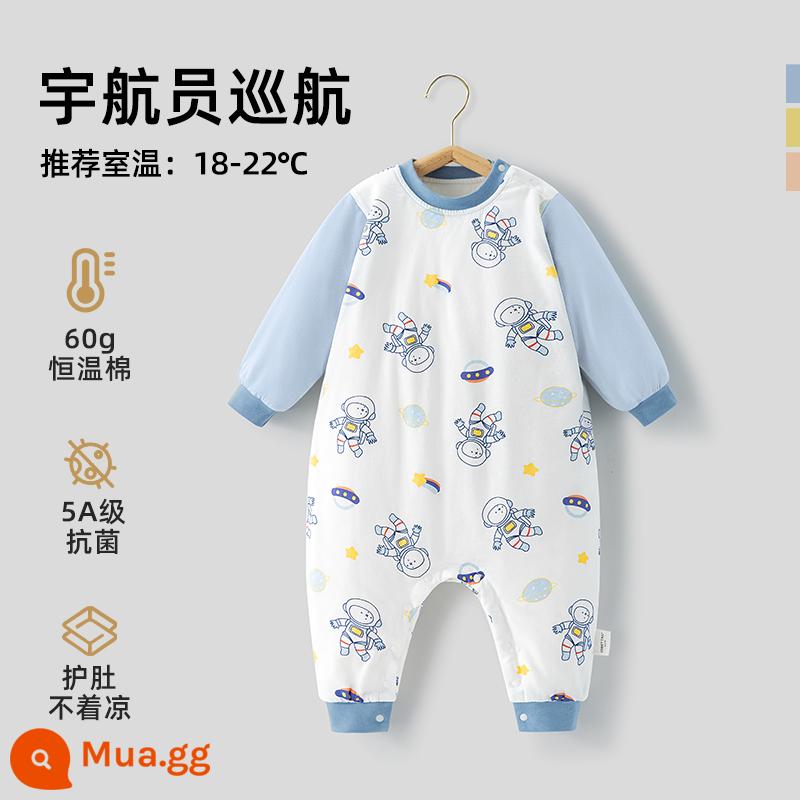 Đồ ngủ trẻ em Betis, áo liền quần trẻ em, túi ngủ, quần áo mặc nhà cotton nguyên chất thu đông cho bé trai, quần áo thu đông bé gái và quần vệ sinh - Hành trình của phi hành gia [Mẫu chăn bông nhiệt độ không đổi]