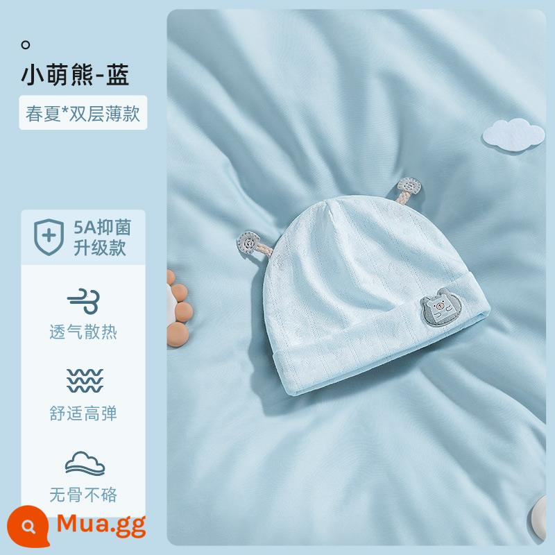 Mũ Bé Bettys Mùa Xuân Và Mùa Thu Mới Cotton Lốp Nón Sơ Sinh Nam Cho Bé Sơ Sinh 0-6 Tháng Mùa Thu Đông - Chú gấu nhỏ dễ thương-Blue (Mùa hè)