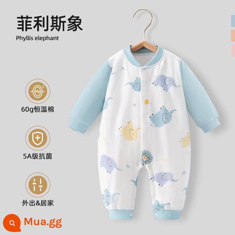 Bộ quần áo trẻ em Bettys mùa xuân và mùa thu áo liền quần sơ sinh cotton nguyên chất áo liền quần bốn mùa bộ đồ ngủ dài tay - Voi Phyllis - Chăn bông