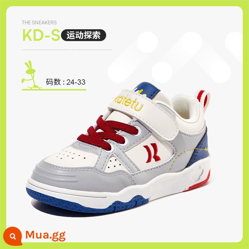 Carter Rabbit White Shoes Bé trai Board Shoes Đế mềm thoáng khí Giày trẻ em Chống trượt Giày trượt ván trẻ em Giày bé gái Giày thể thao - xám trắng xanh đỏ