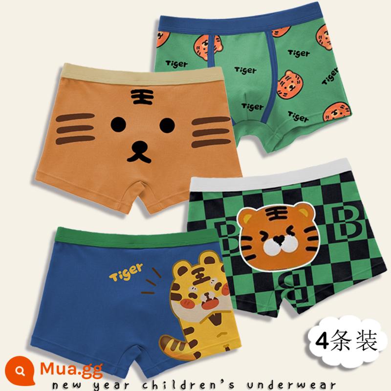 Quần lót trẻ em bé trai cotton bốn góc boxer boy 12 quần đùi vừa và lớn trẻ em 15 tuổi phần mỏng mùa hè không có pp - 4M--ST-60323