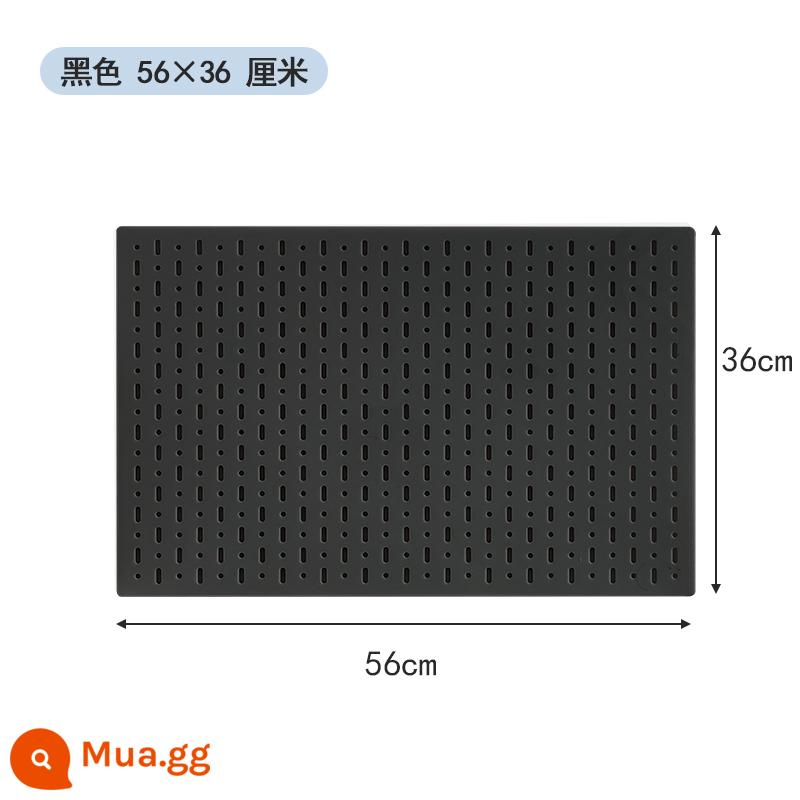 Lỗ lớn bảng tự dán đục lỗ có giá để đồ treo tường nhà bếp không đinh treo bảng treo tường phòng tắm lưu trữ hiện vật - Phiên bản ngang lỗ tròn màu đen 56 * 36 [bảng cứng] (bao gồm miếng dán vít)