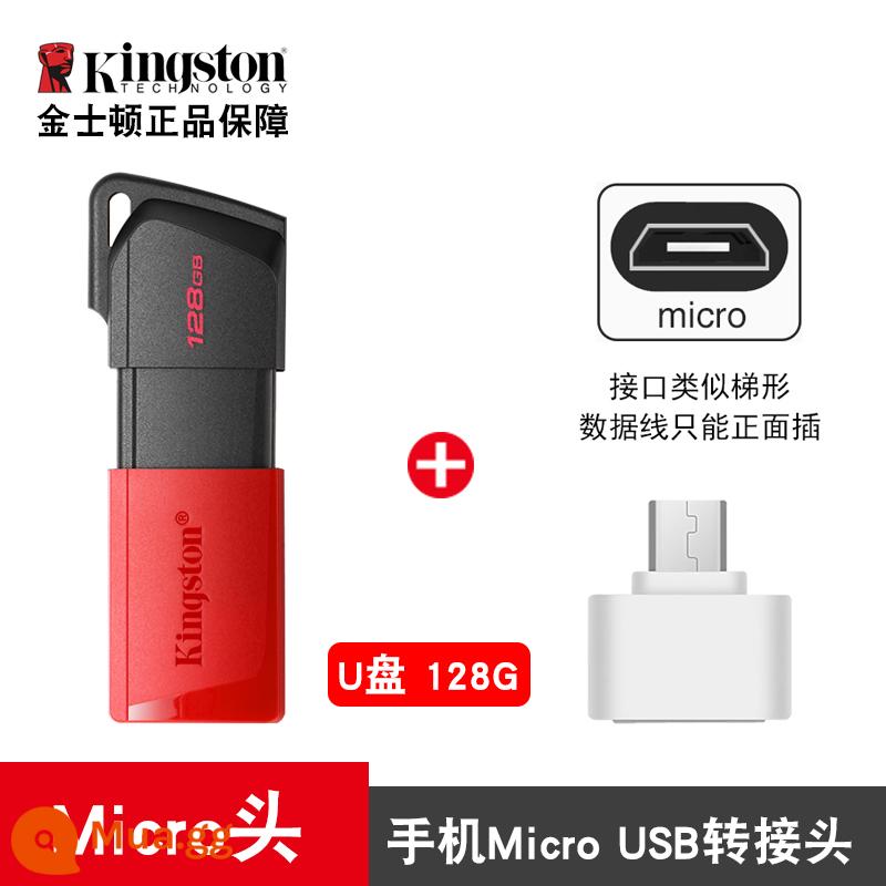 kingstonKingston ổ đĩa flash 128g nhựa USB ổ đĩa flash Kingston chính hãng hàng đầu cửa hàng chính hãng ổ đĩa flash 64g tốc độ cao - [Phiên bản trượt USB3.2] 128g+Bộ chuyển đổi Micro