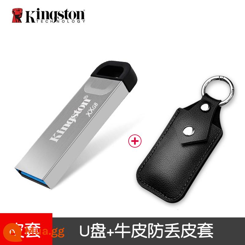 Kingston Ổ Đĩa Flash USB 64G Có Hộp Quà Tặng Tùy Chỉnh Khắc Logo Quà Tặng Đèn LED USB Công Ty Tặng Bộ Đĩa hộp Đóng Gói - + Bao da bò thật