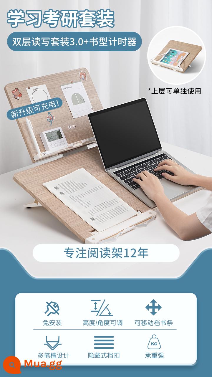 Sách phương Nam Giá đọc sách hai lớp bằng gỗ thơm Giá đọc sách Giá đỡ học tập Bảng viết máy tính để bàn sau đại học Giá sách viết nghiêng Giá đỡ phẳng có thể gập lại Thiết bị kẹp sách Sách cố định Viết bài tập về nhà - Bộ đề thi tuyển sinh sau đại học 3.0 [Đế đọc hai lớp 3.0 + Bộ đếm thời gian]