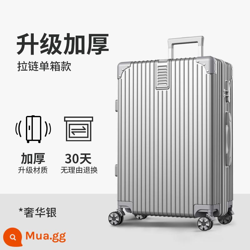 Vali nữ lên máy bay xe đẩy du lịch mạnh mẽ và bền dày nam bánh xe đa năng mật khẩu vali 24 inch dung tích lớn - Màu bạc sang trọng [nâng cấp khóa kéo]