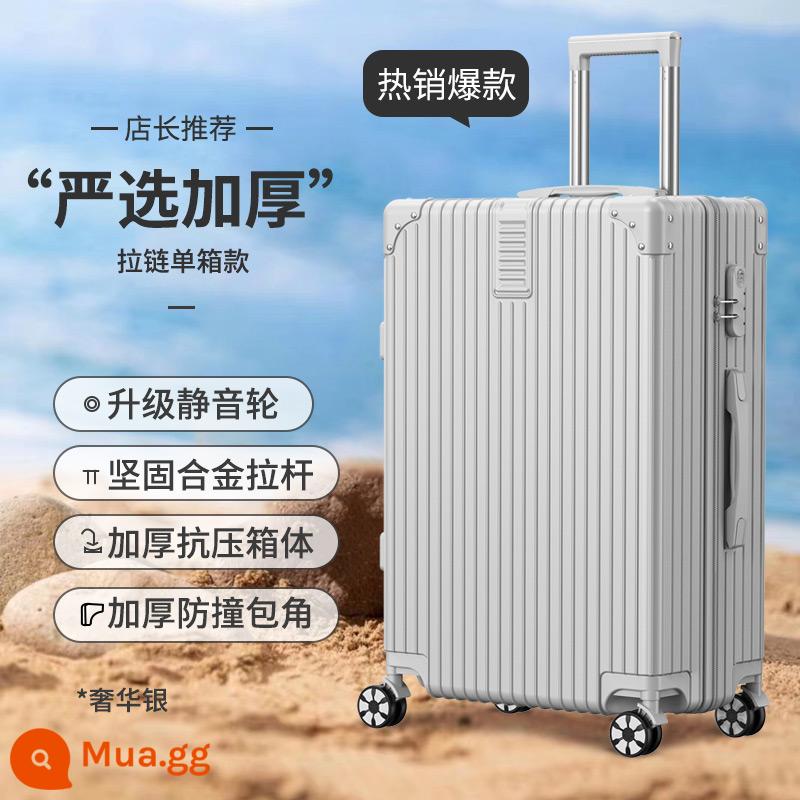 Top 10 thương hiệu vali kéo vali nữ đẹp, vali da mã sinh viên 24 inch dành cho nam, chắc chắn và bền bỉ - Bạc sang trọng [mẫu chống trầy xước được chọn]