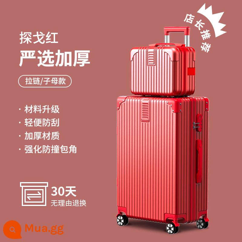 Vali nữ xe đẩy vali 24 inch 2022 bánh xe đa năng mới mật khẩu bao da 26 nam dung tích lớn 28 - Màu đỏ anh đào [mẹ chồng được lựa chọn kỹ lưỡng - kích thước và dung tích lớn hơn]