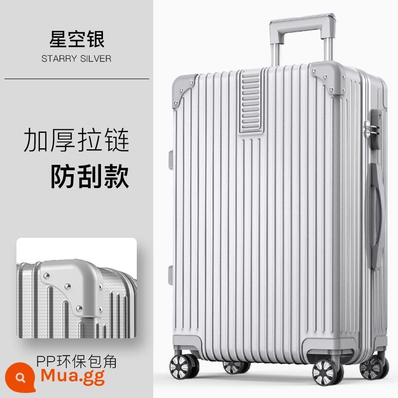 Vali vali mạnh mẽ và bền xe đẩy trường hợp bánh xe phổ thông 20 khung nhôm nhỏ bao da nam và nữ mật khẩu 24 inch - Mô hình dây kéo dày-bầu trời đầy sao bạc