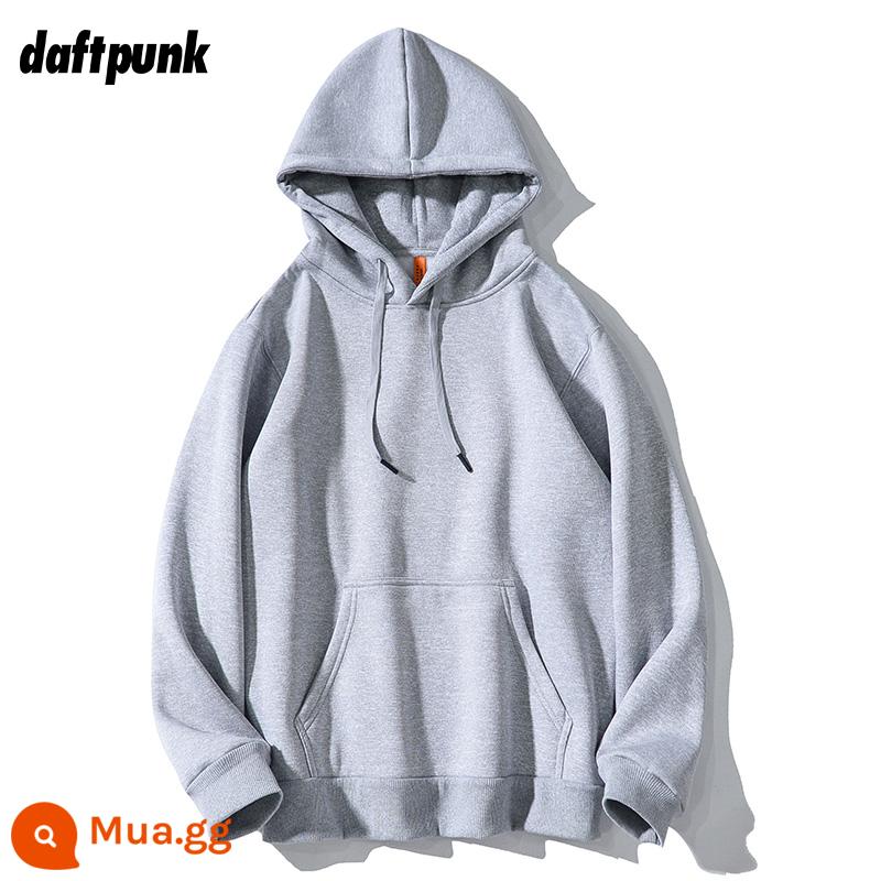 Mùa Thu Mới Retro Đỏ Rượu Lười Màu Trơn Hoodie Nam Nữ Tất Cả Trận Đấu Thường Cặp Đôi Áo Khoác - WY0707 hoa màu xám