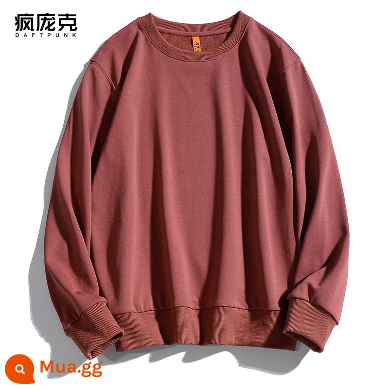 Mùa xuân và mùa thu mới hợp thời trang cotton áo len cơ bản không có mũ của phụ nữ quần áo lớp bên trong dài tay áo khoác nam và nữ áo chui đầu cặp đôi - 111 sốt cay đỏ