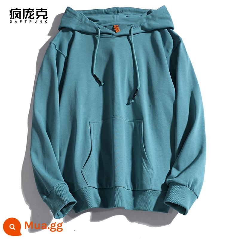 Plus Nhung Cotton Dày Dặn T Áo Hoodie Nữ Hàn Quốc Mới Rời Cổ Đại Học Gió Top Ins Màu Chui Đầu nam - 999 xanh bạc hà-không nhung