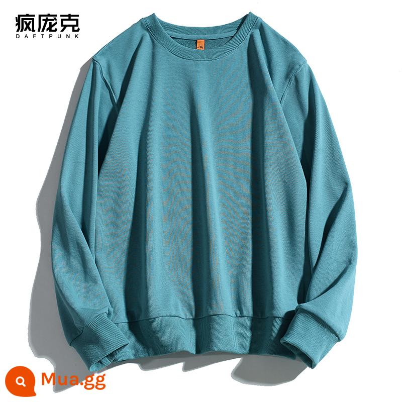 Mùa xuân và mùa thu mới hợp thời trang cotton áo len cơ bản không có mũ của phụ nữ quần áo lớp bên trong dài tay áo khoác nam và nữ áo chui đầu cặp đôi - 111 màu xanh bạc hà